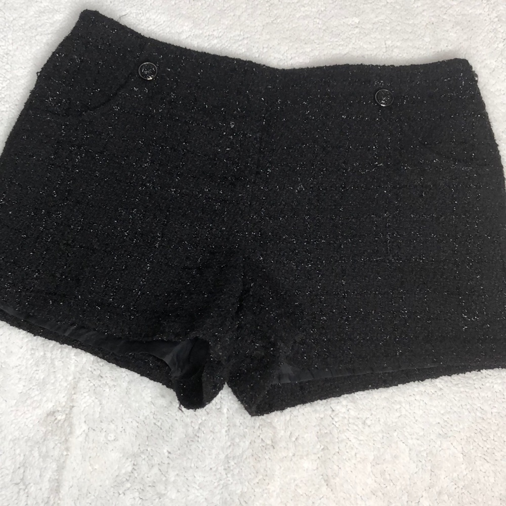 JLo Black Tweed Embellish Sailor Style Shorts
